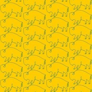 Bison Line Drawing - Official Gold & Green (2 inches)