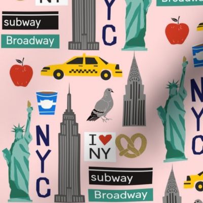 nyc tourist travel usa new york city fabric pink