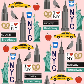nyc tourist travel usa new york city fabric pink