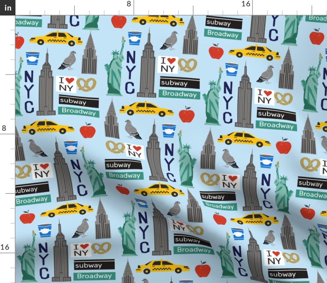 nyc tourist travel usa new york city fabric blue