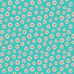Summer Daisies on sea green - small scale