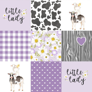Little Lady//Love you till the cows come home - Wholecloth Cheater Quilt - Purple
