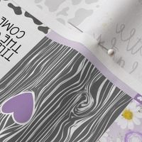 3 Inch Little Lady//Love you till the cows come home - wholecloth cheater quilt - Purple - Rotated