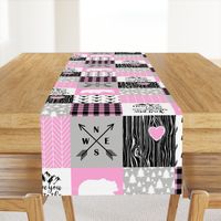 Love you to the mountains and back - bubble gum pink - wholecloth cheater quilt