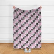 3 Inch Love you to the mountains and back - Bubble Gum Pink - Wholecloth Cheater Quilt - Rotated