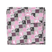 3 Inch Love you to the mountains and back - Bubble Gum Pink - Wholecloth Cheater Quilt - Rotated