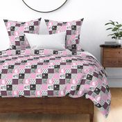 3 Inch Love you to the mountains and back - Bubble Gum Pink - Wholecloth Cheater Quilt - Rotated