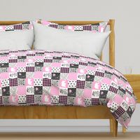 3 Inch Love you to the mountains and back - Bubble Gum Pink - Wholecloth Cheater Quilt - Rotated