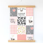 Little Lady//Love you till the cows come home - Coral - Wholecloth Cheater Quilt