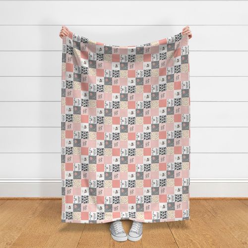 3 inch Little Lady//Love you till the cows come home - wholecloth cheater Quilt - Rotated