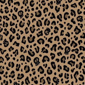 ★ SKULLS x LEOPARD ★ Iced Coffee Brown - Small Scale / Collection : Leopard Spots variations – Punk Rock Animal Prints 3