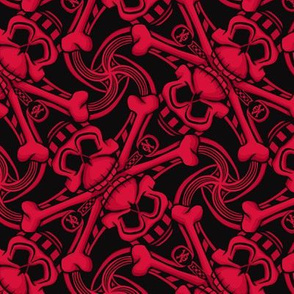 ★ SKULL PLAID ★ Black & Red - Large Scale / Collection : Pirates Tessellations - Skull and Crossbones Prints