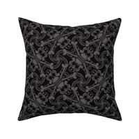 ★ SKULL PLAID ★ Black & Gray - Large Scale / Collection : Pirates Tessellations - Skull and Crossbones Prints