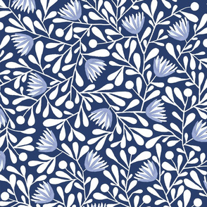 Rianne - Modern Folksy Floral in Blues