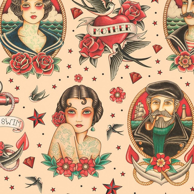 Classic Tattoo Fabric, Wallpaper and Home Decor | Spoonflower