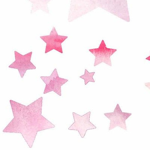 Watercolour Stars - pink - large scale 