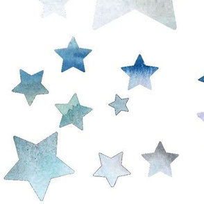 Watercolour Stars - blue - large 