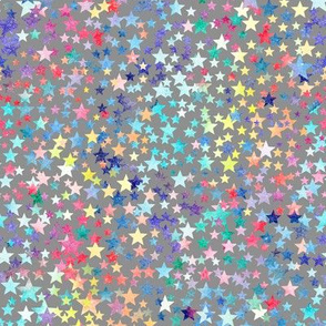 rainbow crowded stars - grey