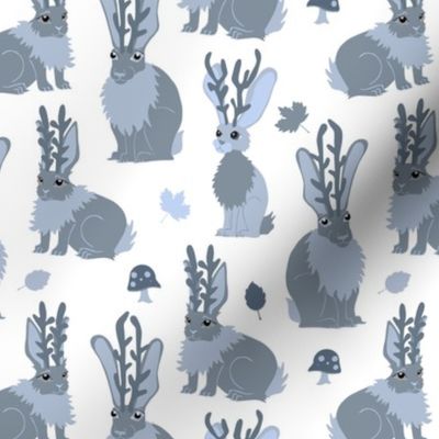 Jackalope Forest - Blue and White
