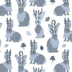 Jackalope Forest - Blue and White
