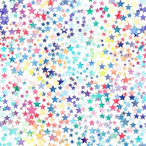 rainbow crowded stars - white