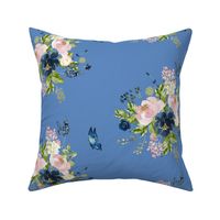 10.5" Indigo & Pink Floral Bouquet - Bright Blue