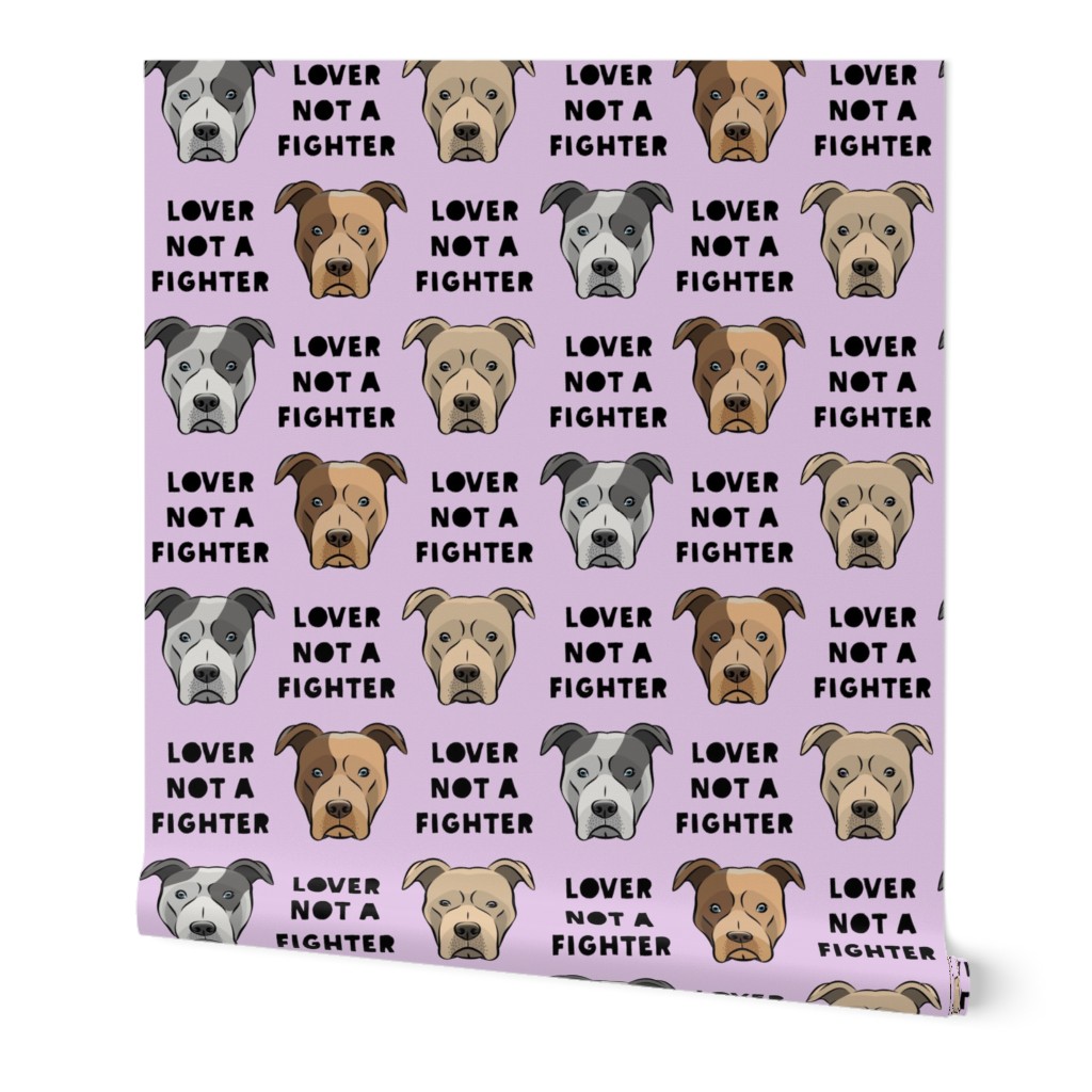 lover not a fighter - pit bull on light purple (black text)