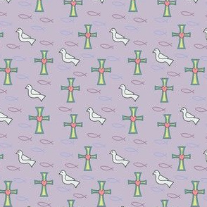 Purple Pastel Cross and Dove Pattern