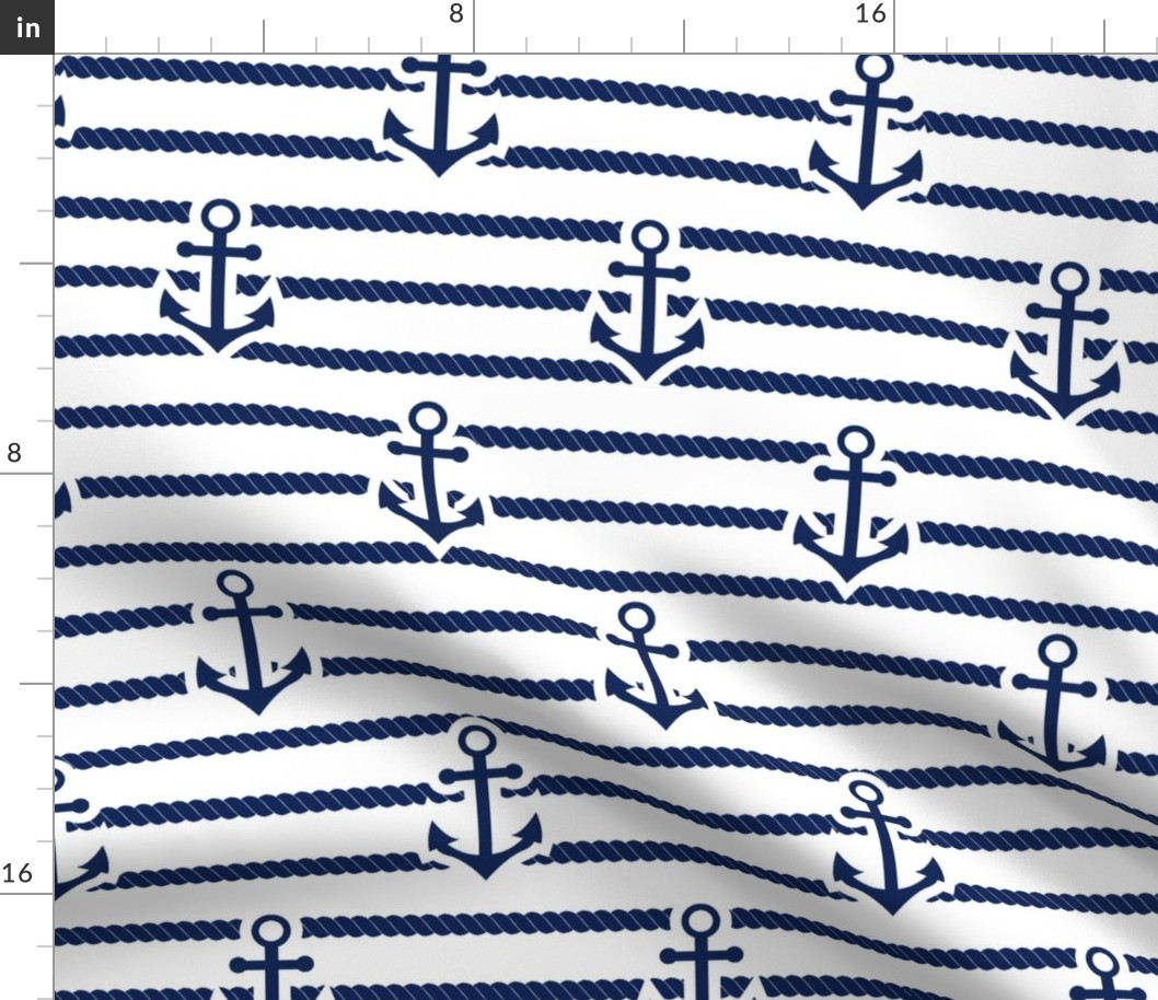 nautical anchors navy and white fabric classic ocean nautical fabrics