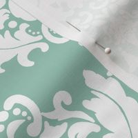  Damask-White on Spoonflower Green