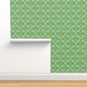 Delicious Damask- Olive Green on Spoonflower Green