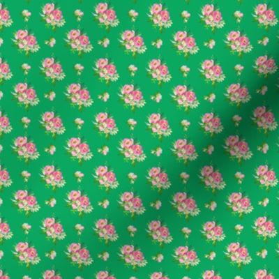 1.5" Pink and Green Florals - Green