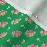 1.5" Pink and Green Florals - Green