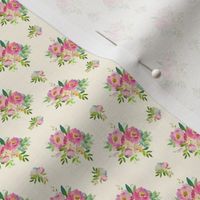 1.5" Pink and Green Florals - Ivory