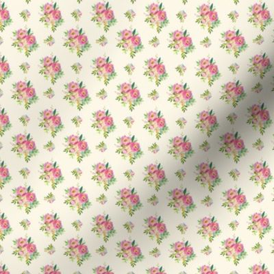 1.5" Pink and Green Florals - Ivory