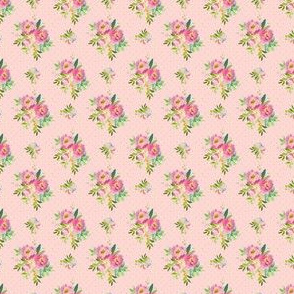 1.5" Pink and Green Florals - Pink with Polka Dots