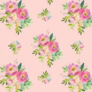 4" Pink and Green Florals - Pink
