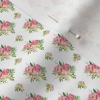 1.5" Pink and Green Florals - White