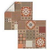 Alhambra rust orange beige Cheater Fake Quilt Wholecloth 