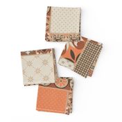 Alhambra rust orange beige Cheater Fake Quilt Wholecloth 