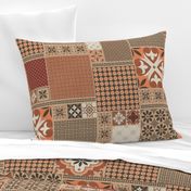 Alhambra rust orange beige Cheater Fake Quilt Wholecloth 