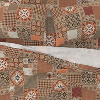 Alhambra rust orange beige Cheater Fake Quilt Wholecloth 