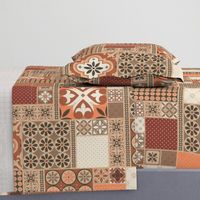 Alhambra rust orange beige Cheater Fake Quilt Wholecloth 