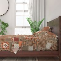 Alhambra rust orange beige Cheater Fake Quilt Wholecloth 