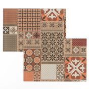 Alhambra rust orange beige Cheater Fake Quilt Wholecloth 