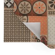 Alhambra rust orange beige Cheater Fake Quilt Wholecloth 