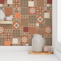 Alhambra rust orange beige Cheater Fake Quilt Wholecloth 