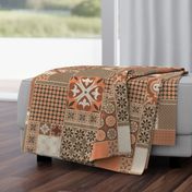 Alhambra rust orange beige Cheater Fake Quilt Wholecloth 