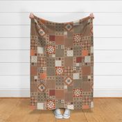 Alhambra rust orange beige Cheater Fake Quilt Wholecloth 