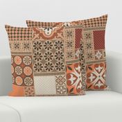 Alhambra rust orange beige Cheater Fake Quilt Wholecloth 